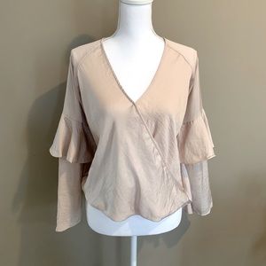 Beige Silky Flowy Express Blouse Size Small